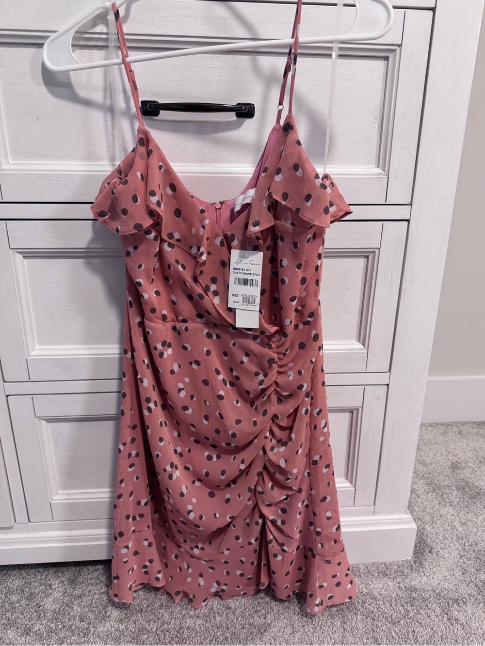 All in Favor Dusty Mauve Polka Dot Dress - M